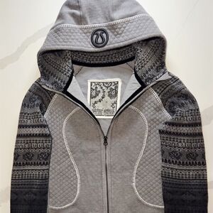 Lululemon Special Edition Quilted Hooded Zip Jacket Gray Ombre Fair Isle